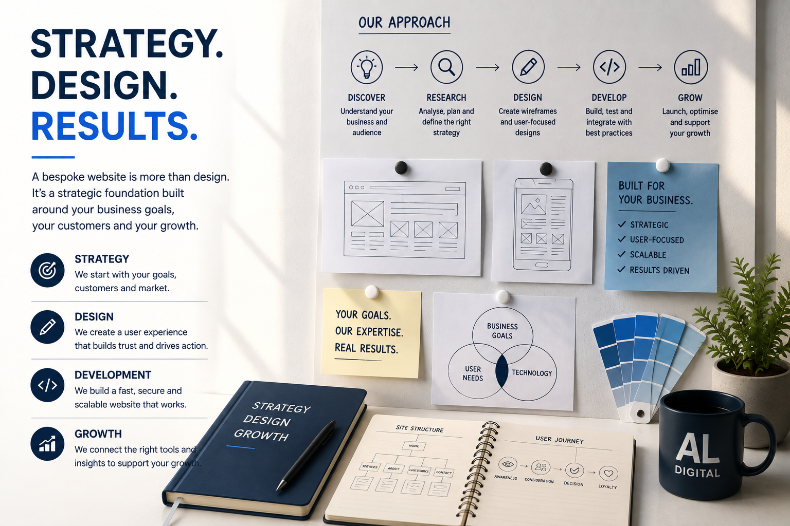 Strategy, design and results framework for planning a business website