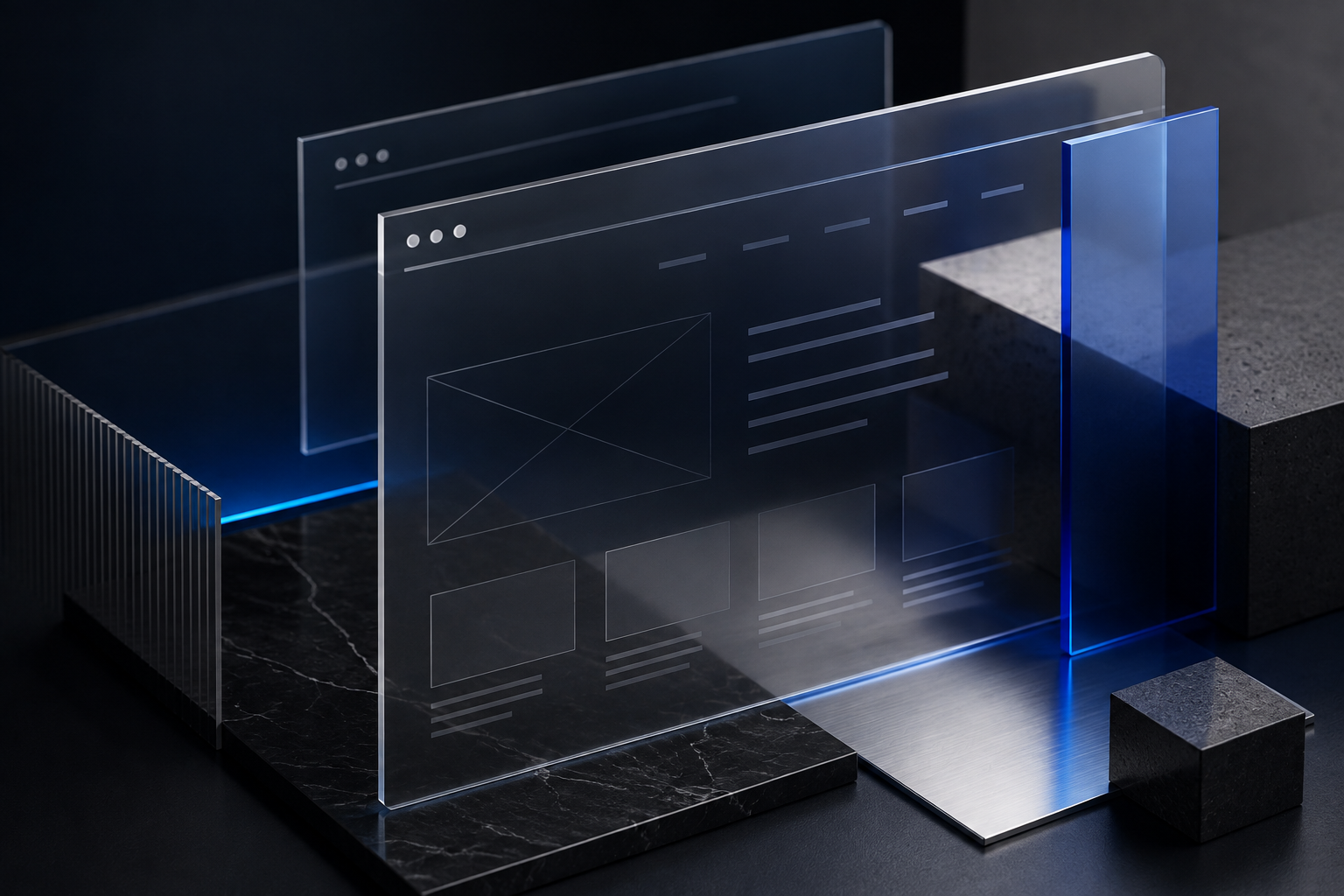 Premium abstract website interface composition