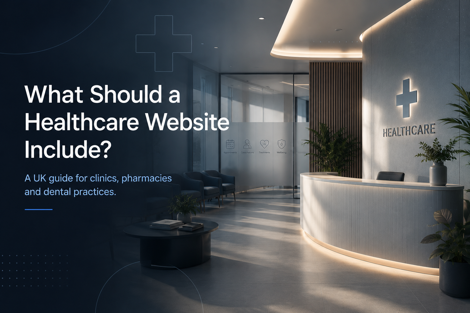 Premium modern healthcare reception illustrating professional healthcare website design